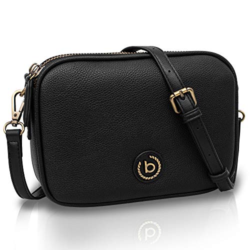 Bugatti Passione Handtasche Damen Klein - Kunstleder Tasche, Umhängetasche Damen Klein - Schwarz