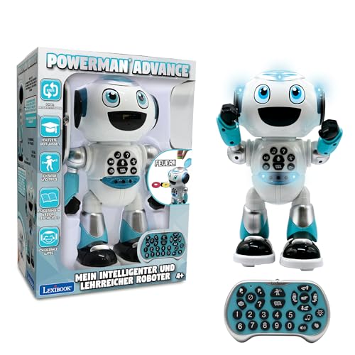 Lexibook - Powerman Advance - Ferngesteuerter Roboter, interaktives und pädagogisches Spielzeug für Kinder, geht, tanzt, spielt Musik, fabriziert und erzählt Geschichten, programmierbar STEM - ROB28DE