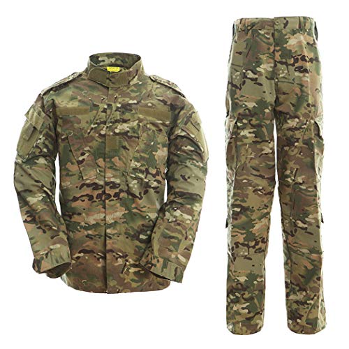 QMFIVE Taktisch Jacke Taktisch Uniform Softairjacke Taktische Männer BDU Kampf Jacke Shirt & Hosen Anzug Camo für Kriegsspiel Armee Militär Paintball Airsoft Jagd Schießen (NOBELT-MC, XXL)