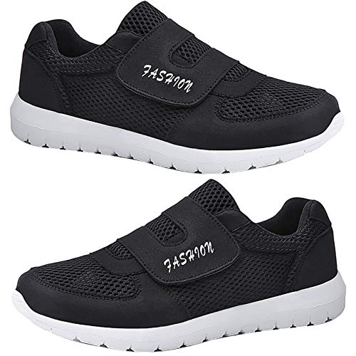Porfeet Herren Turnschuhe, Herren Mesh Atmungsaktive Slip On Turnschuhe Anti Skid Running Walking Outdoor Schuhe Schwarz 42