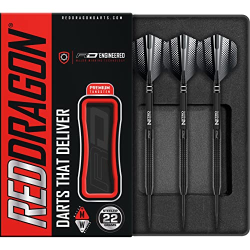 RED DRAGON Razor Edge Black 24 Gramm Dartpfeile Tungsten Profi Steel Darts mit Flights und Schäfte