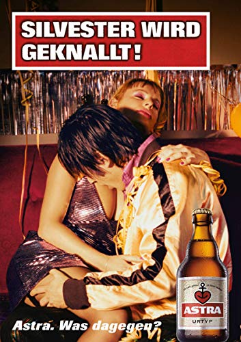 ASTRA Bier Werbung/Reklame Plakat DIN A1 59,4 x 84,1cm Silvester Wird geknallt, kultiges Poster aus St. Pauli