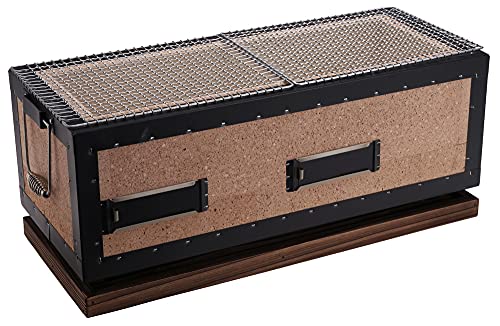 Konro Tischgrill Holzkohle Japanischer Grill Edehlstahl, Mini BBQ Grill, Japanischer Stil BBQ Grill, BBQ Platte Party Zubehör Griller - 37 x 26 x 25cm