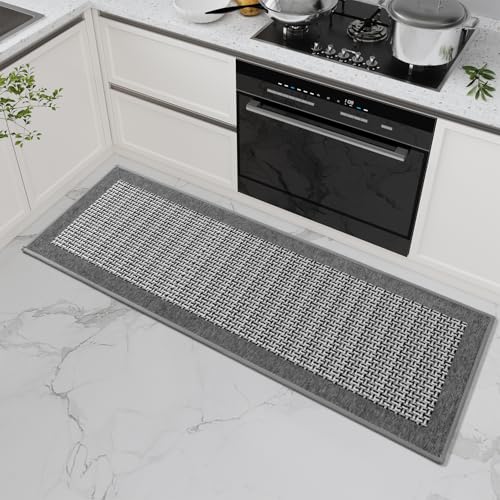SIXHOME 50 * 80 Küchenteppich Waschbar Sisaloptik Gewebte Teppich Küche rutschfest Saugfähig Teppich Läufer Grau