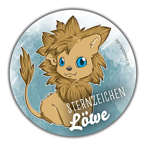 INWIEDU - Runder Magnet-Sticker Sternzeichen Löwe - Magnetfolie runder Sticker - Ø 55 x 1 mm - Kühlschrank Magnet Tafel