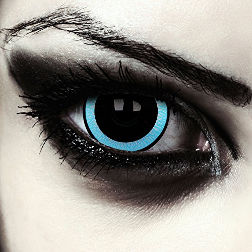 Schwarz blaue Mini Sclera Kontaktlinsen 17mm Vampir Halloween Farblinsen + Gratis Kontaktlinsenbehälter (Galactic)