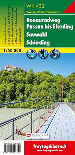 WK 432 Donauradweg Passau bis Eferding - Sauwald - Schärding, Wanderkarte 1:50.000