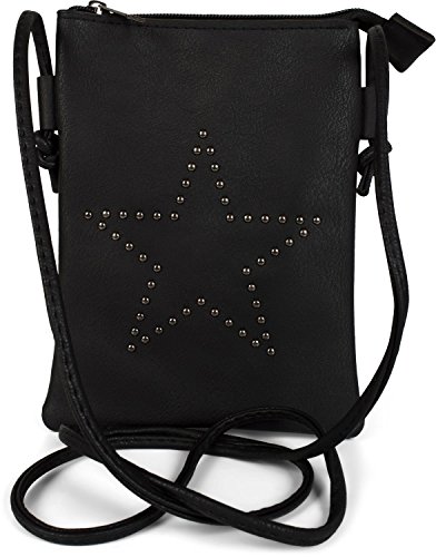 styleBREAKER Mini Bag Umhängetasche mit Nieten in Stern Form, Schultertasche, Handtasche, Tasche, Damen 02012235, Farbe:Schwarz