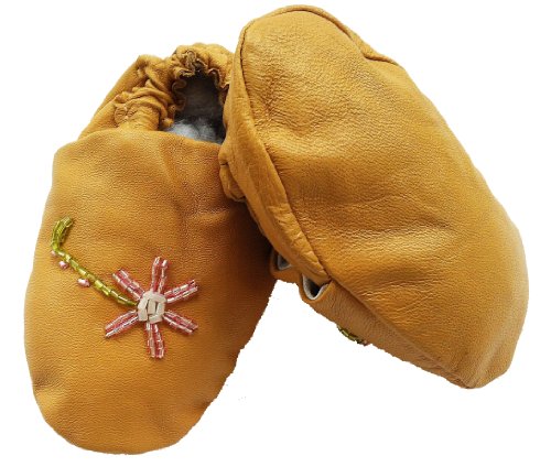 LadyMYP Baby Indianer-Mokassins Indianer-Schuhe Lederschuhe Krabbelschuhe Lederpuschen (L, 1)