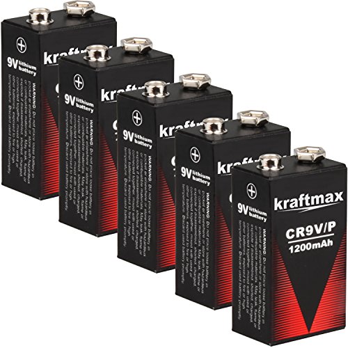 kraftmax 5X 9V Block Lithium Hochleistungs- Longlife Batterien für Rauchmelder/Feuermelder - 10 Jahre Batterie Lebensdauer