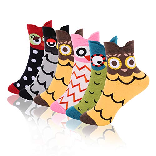 Jovego Lustige Socken Damen, 6 Paar Bunte Socken Damen, Baumwolle Funny Socken mit Süße Katze Tiermuster, Gemütliche und Atmungsaktive, Geschenk für Mädchen Damen, Größe 35-42