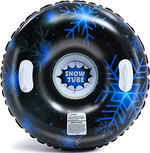 Aufblasbare Schlitten Snow Tube 34 Zoll Großer mit Verstärktem Griff, Dickeres K80-Material in Militärqualität,Heavy Duty Schlitten Verdicken Skimatte, Ideal für Kinder und Erwachsene Winter Outdoor