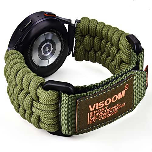 VISOOM Armband Kompatibel mit Samsung Galaxy Watch 3 45mm/Galaxy Watch 46mm/Huawei GT 2 46mm, 22mm Nylon Sport Loop Survival Paracord Armbänder für Samsung Gear S3 Frontier für Männer Frauen,Grün