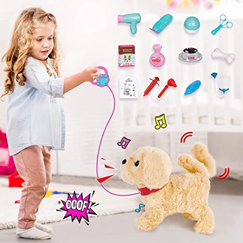 HULASO Spielzeug Hund für Kinder Haustier Hund Spielzeug Mädchen Junge Interaktives Plüschtier mit Gehen,Bellen,Schwanzwedeln, Singen und Wiederholt was Sie Sagen Funktion