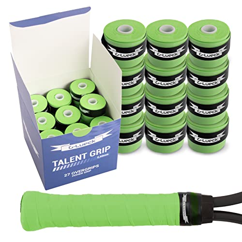 27x Overgrips Tennis Talent Grip Griffband in umweltfreundlicher Verpackung | 0,60mm Stärke | Für Squash Badminton Schläger & Golf inkl. Selbstklebendem Abschlußband | sehr griffig (Grün)