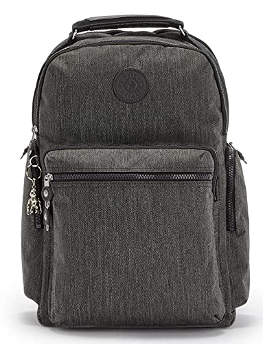 Kipling OSHO, Rucksack mit funktionellen Taschen, Laptopfach, 42 cm, 25 L, Black Peppery