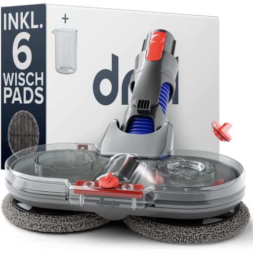 Dripl Wischaufsatz für Dyson V7/V8/V10/V11/V15 Staubsauger, Elektrischer Bodenwischer mit Abnehmbaren Wassertank und 6 Waschbare Mopps + 1 Füllbehälter