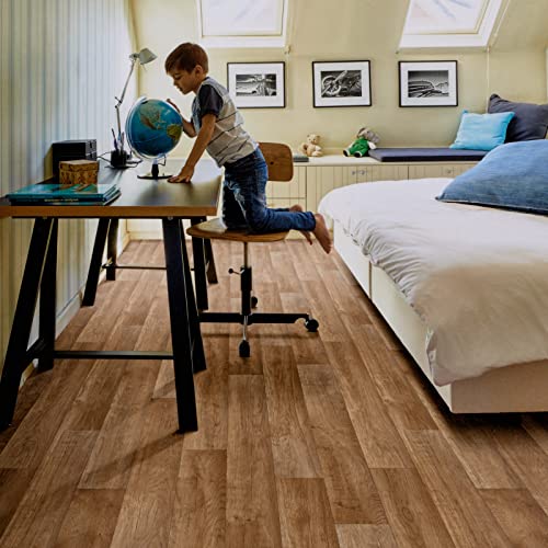TAPETENSPEZI PVC Bodenbelag Landhausdiele Eiche | Vinylboden als Muster | Fußbodenheizung geeignet | Vinyl Planken strapazierfähig & pflegeleicht | Fußbodenbelag für Gewerbe/Wohnbereich