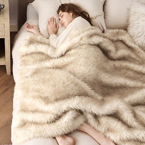 BEDSURE Kuscheldecke Flauschig, Dicke Und Warme Sofadecke Für Den Winter, Kunstfelldecke, Wohn- & Kuscheldecken, Plüsch Blanket Für Couch Und Bett, Sofaüberwurf Decke Braun, 130 X 170 cm