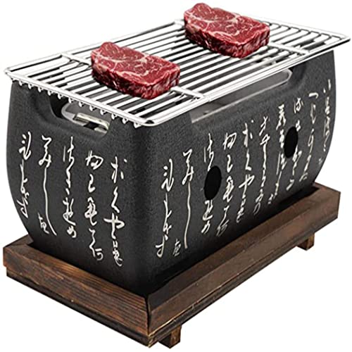 Japanischer Grill, Keramik-Ton-BBQ-Grill, (Mit Backblech, japanischer Tischgrill, tragbarer BBQ-Holzkohleofen mit Drahtgeflechtgrill und Clip) für Yakiniku, Teriyaki und Barbecue 24*12.5*11.5cm