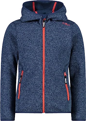 CMP Mädchen Kinder-knit-tech-jacke Mit Fester Kapuze KID G JACKET FIX HOOD, Blau-Roter Kuss, 116 EU