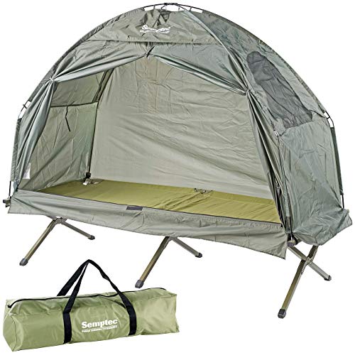 Semptec Urban Survival Technology Campingliege: 2in1-Zelt mit Alu-Feldbett, 1200 mm Wassersäule, 193 x 78 x 160 cm (Feldbettzelt)