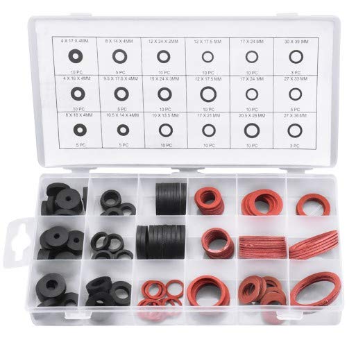 141 Stück Dichtungsring Sortiment O Ringe Sortiment Dichtung Gummidichtungen Unterlegscheiben Set, 18 Größen Dichtringe Dichtungselemente für Wasserhähne Schlauch Rohrleitungen