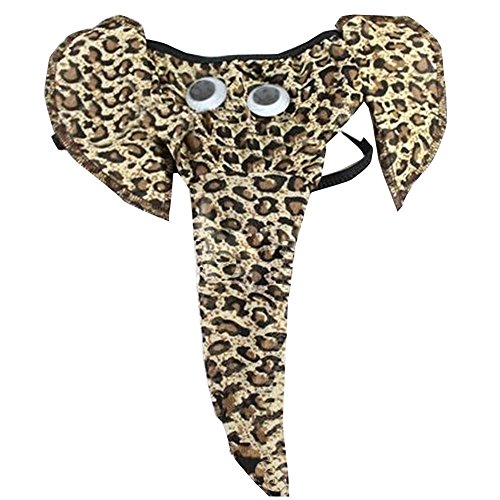 Creamlin Sexy Männer Elefanten Unterwäsche Pouch Slips Strings Lustige G-String Lover Geschenk (Leopard)