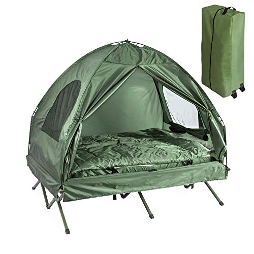 SoBuy OGS32-L-GR Feldbett 4in1-Zelt mit Campingliege Schlafsack Luftmatratze und Zubehör Campingzelt 2 Personen