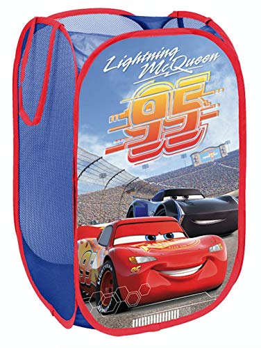 SUPERDIVER Faltbarer Pop-Up Korb für Kinder mit Griffen – Disney Cars Lightning McQueen I Wäschekorb I Organisationskorb für Kleidung und Spielzeug (58 x 36 x 36) I Behälter für Kinderzimmer