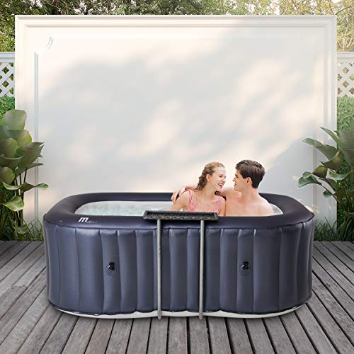 Miweba MSpa aufblasbarer Whirlpool Urban Nest U-NE021 - für 2 Personen - 104 Luftdüsen - M-ONE & Ozon-UV-C-Desinfektion - Rattan-Tisch