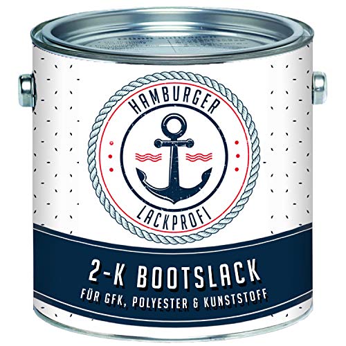 Hamburger Lack-Profi 2K Bootslack GLÄNZEND für GFK, Kunststoff & Polyester Weiß RAL 9010 Yachtlack Yachtfarbe Bootsfarbe (1 L)