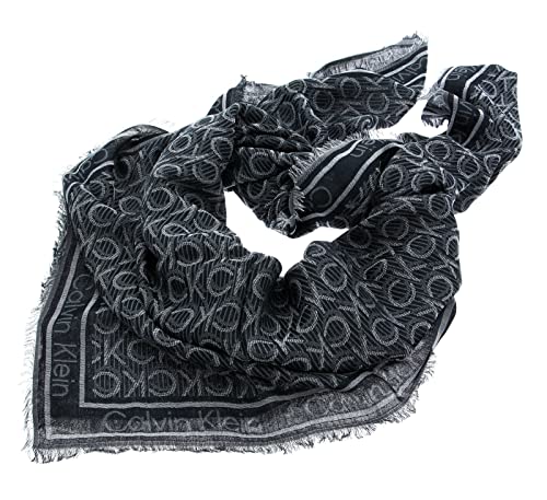 Calvin Klein Damen Monogramm Jacquard 120x120 Schals, Ck Black, One Size