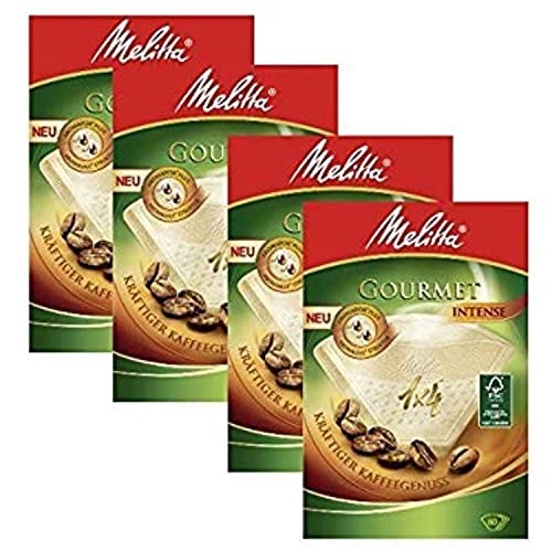 Melitta Gourmet-Kaffeefilter, Größe 1 x 4, 4 Packungen, 80 Stück je Packung