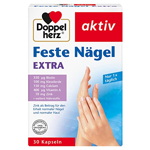 Doppelherz Feste Nägel Extra – mit Zink und 55 Selen als Beitrag für den Erhalt normaler Nägel – 30 Kapseln