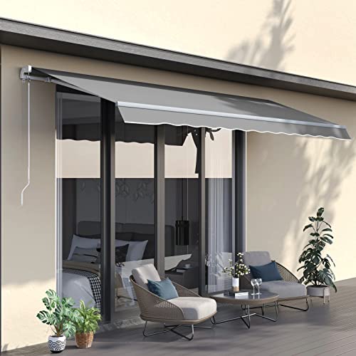 lesolar Klemmmarkise mit Handkurbel Balkon, Gelenkarmmarkise Markise, Balkonmarkise UV-beständig, höhenverstellbar wasserabweisend, Sonnenschutz 300×250 cm