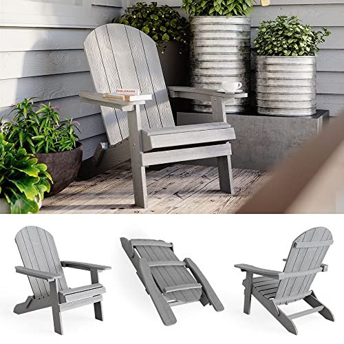 OK-Living Adirondack Chair klappbar Stuhl Gartenstuhl mit Breiten Armlehnen in Holzoptik