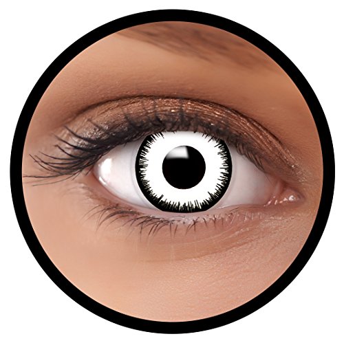 Farbige Kontaktlinsen weiß Vampir | Ideal für Halloween, Karneval, Fasching oder Fastnacht | Inklusive Behälter von FXEYEZ | Ohne Stärke als 2er Pack