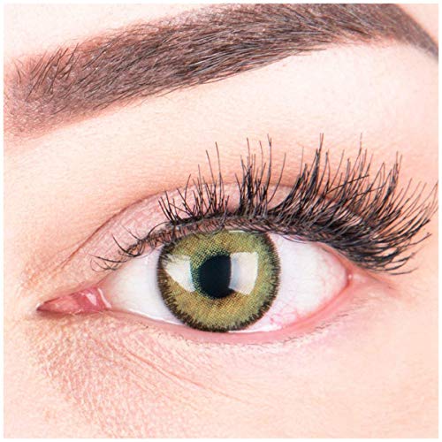Glamlens Farbige Grüne Kontaktlinsen Mirel Green Stark Deckende Natürliche Silikon Comfort Linsen - 1 Paar (2 Stück) Ohne Stärke 0.00 Dioptrien
