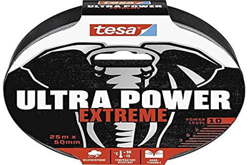 tesa Ultra Power Extreme Repairing Tape - Reparaturband mit extra starkem Halt auch auf rauen Oberflächen - wetterbeständig und handeinreißbar - 10 m x 50 mm