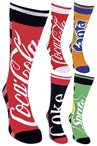 Coca-Cola - 5-er Pack Unisex Damen und Herren Schicke Lustig Gestreift Muster Bunt Neuheit Baumwolle Socken (CL295)