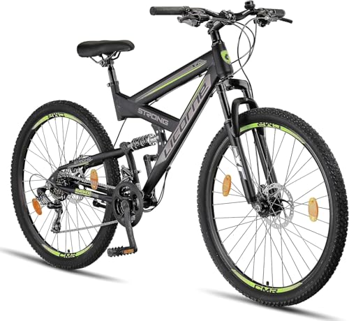Licorne Bike Strong 2D Premium Mountainbike in 27,5 Zoll - Fahrrad für Jungen, Mädchen, Damen und Herren - Scheibenbremse vorne und hinten - 21 Gang-Schaltung - Vollfederung