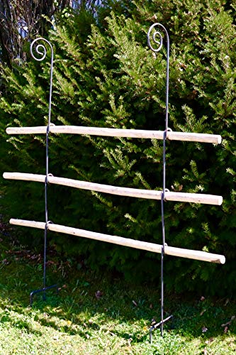 Rankgitter aus Holz/Metal stabil und freistehende Dekoration für den Garten in Naturrost als Rankhilfen für Kletterpflanzen Rosen Himbeeren Höhe 170 cm