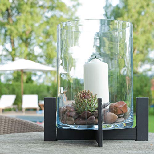Varia Living Großes Windlicht/Laterne mit Glas aus Metall/Eisen für drinnen oder im Garten als Laterne wunderschön zum Dekorieren als Kerzenleuchter (H 38 cm/Ø 34)