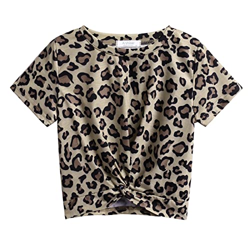 Arshiner Mädchen T-Shirts Sommer Kurzarm Kinder Baumwolle Bluse Niedlicher Mode Druck Einschulung Shirt Rundhals Sport Leichtgewicht Casual Tshirts für Mädchen 9-10 Jahre 150