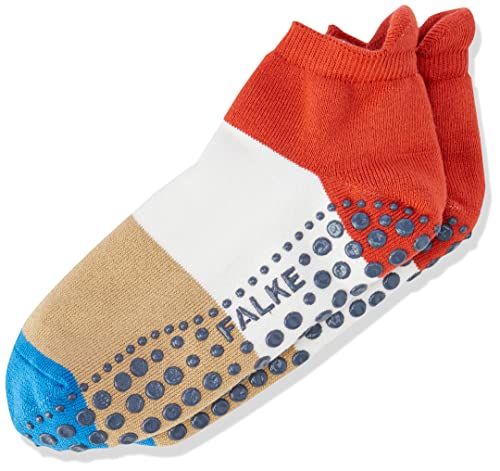 FALKE Kinder Hausschuh-Socken Colour Block, Baumwolle, 1 Paar, Orange (Terra 8820), 27-30