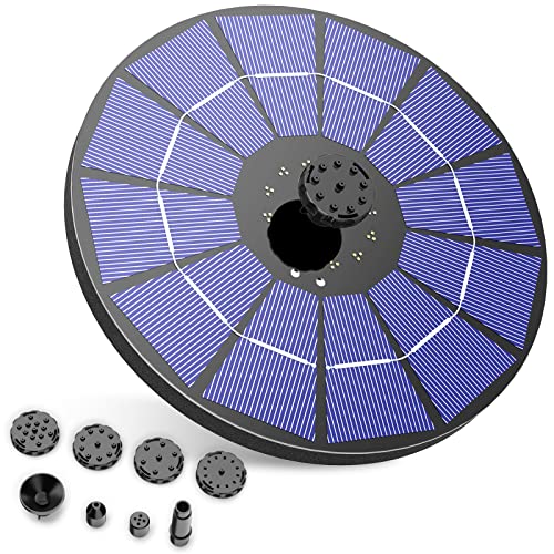 AISITIN Solar Springbrunnen mit 3.5W Solar Panel , Solar Teichpumpe Eingebaute 1500 mAh Batterie Wasserpumpe Solar Schwimmender Fontäne Pumpe mit 6 Fontänenstile für Garten, Vogel-Bad, Fisch-Behälter