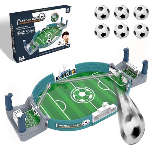 COCOSY Mini Tischfußballspiel mit 6 Fußbälle - Interaktives 2-Spieler Fußball Kit, Desktop Tischkicker Spielzeug für Euro Fußball 2024 Partys, Kinder und Erwachsene