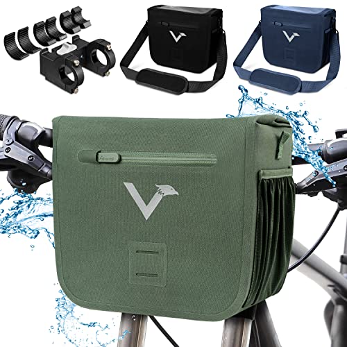 Valkental - Hochwertige & Nachhaltige Lenkertasche mit 7L Volumen | wasserdichte Fahrradtasche Lenker mit Magnetverschluss | Handyfach | Inkl. Adapter & Gurt