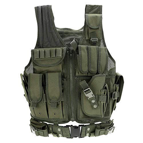 Lejie Taktische Weste Herren-Outdoor Weste mit Taschen- Tactical Vest für Jagd Angeln Camping Airsoft Paintball Militär